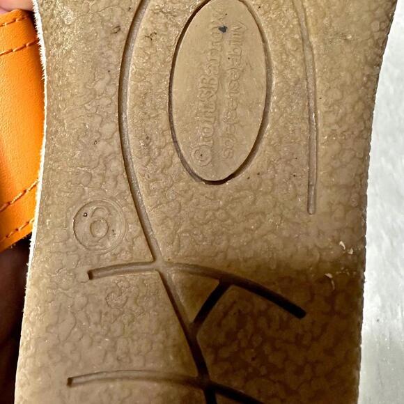 Croft & Barrow Sole (Sense)ability Flower Leather Thong Sandals Orange Women's 6 - Picture 7 of 11